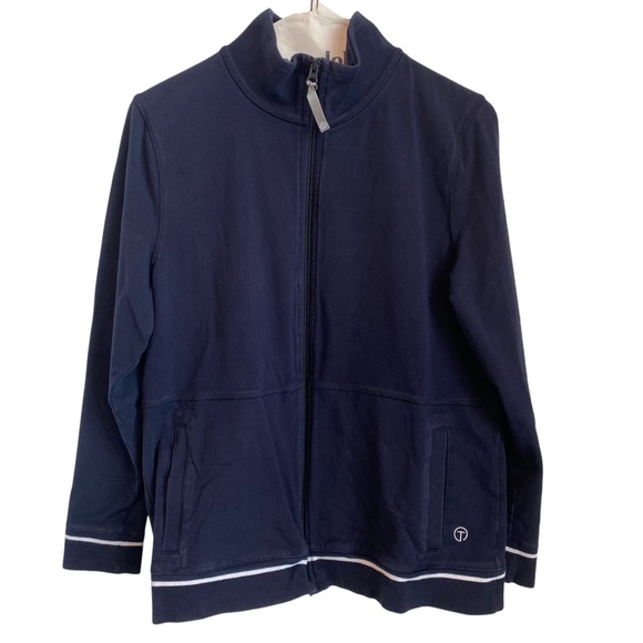 Talbots Tops - T by Talbots Full Zip Track Jacket Navy Size Large Petite
